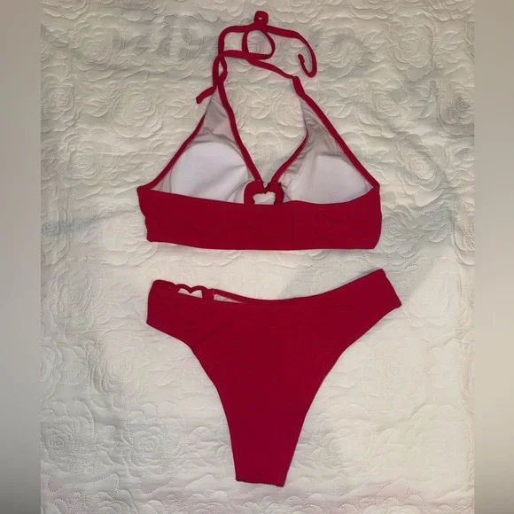 Red Heart-Accent Halter Bikini Set - Size Small - Picture 3 of 6
